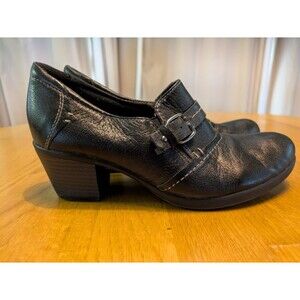 Michel M Durango Shoes 7 M Black Leather Oxford High Heel Buckle  Slip On Bootie